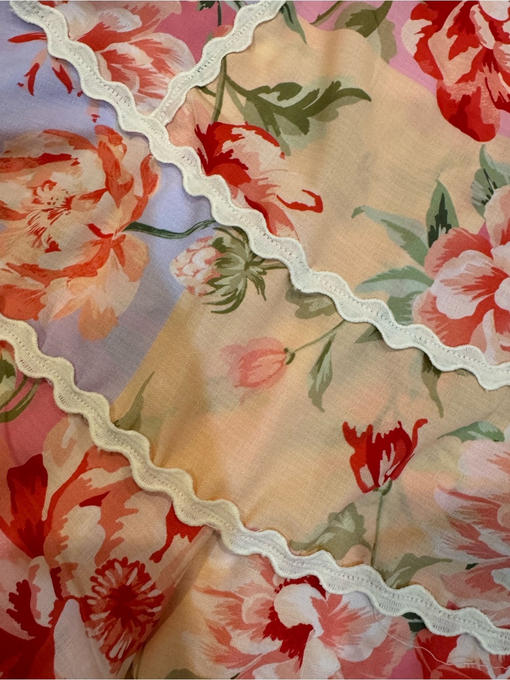 Altar'd State Pastel Floral Tiered Ruffle Shorts - Pink, Lavender & Peach - Picture 5 of 5